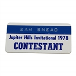 Sam Sneads 1978 Jupiter Hills Invitational Contestant Badge