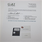Sam Snead's Swiss Open Championship Badge with Two (2) Name Cards