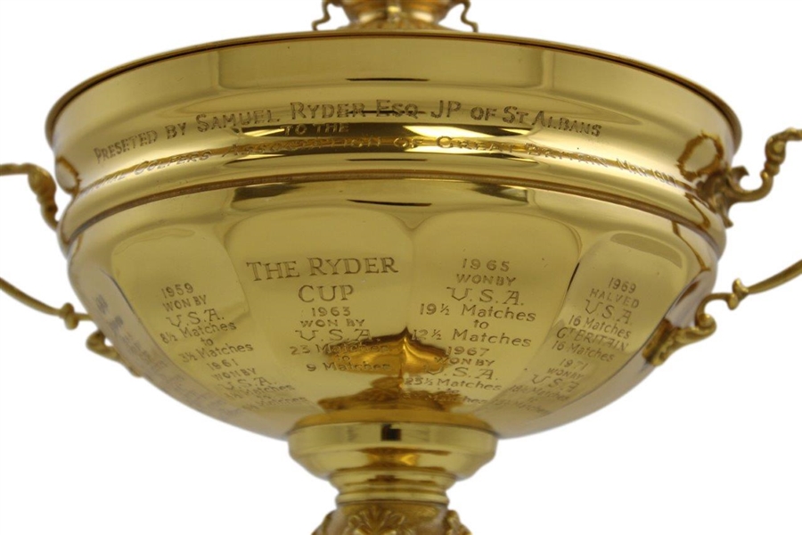 Billy Casper Full Size Ryder Cup Captain Gold Plated Sterling Silver Trophy w/Cup & Plinth Engravings
