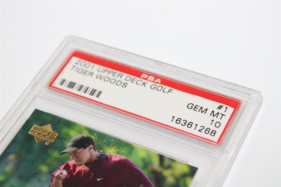 Tiger Woods 2001 Upper Deck Card - Gem Mint 10 w/MBA Gold Diamond Card #16361268