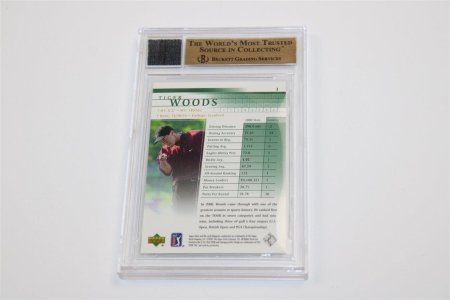 Tiger Woods 2001 Upper Deck Card - Event Worn Shirt - Gem Mint 9.5 #0005201354