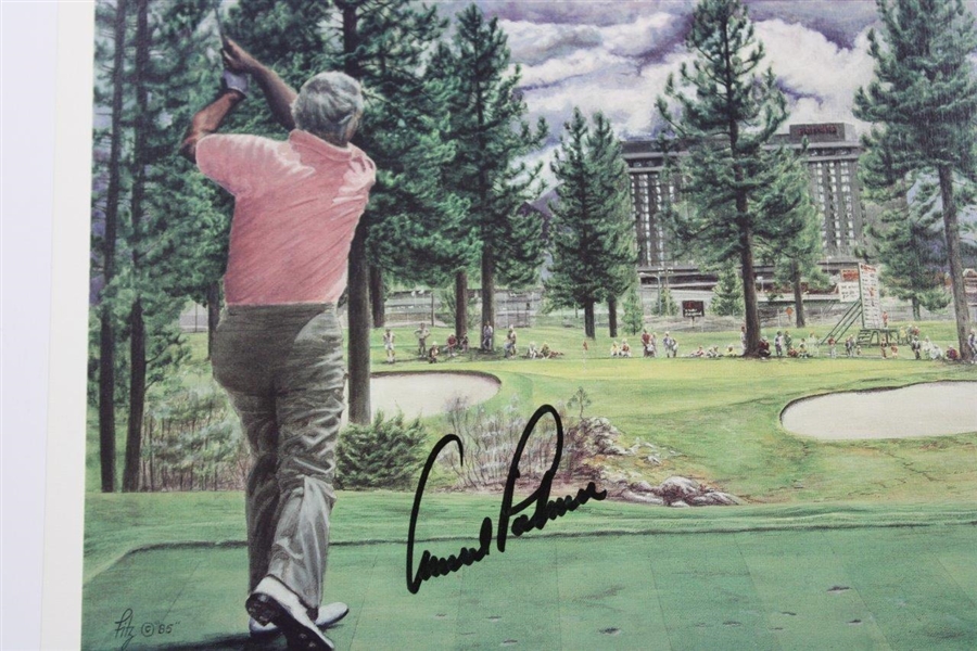 Arnold Palmer Signed 1985 US Senior Open Illustration by Artist Jim Fitzpatrick JSA ALOA