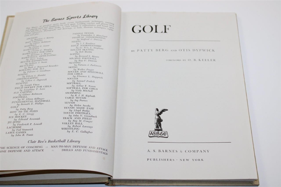 Patty Berg Signed 1941 'Golf: The Barnes Sports Library' Book JSA ALOA