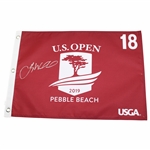 Gary Woodland Signed 2019 US Open at Pebble Beach Red Screen Flag JSA ALOA