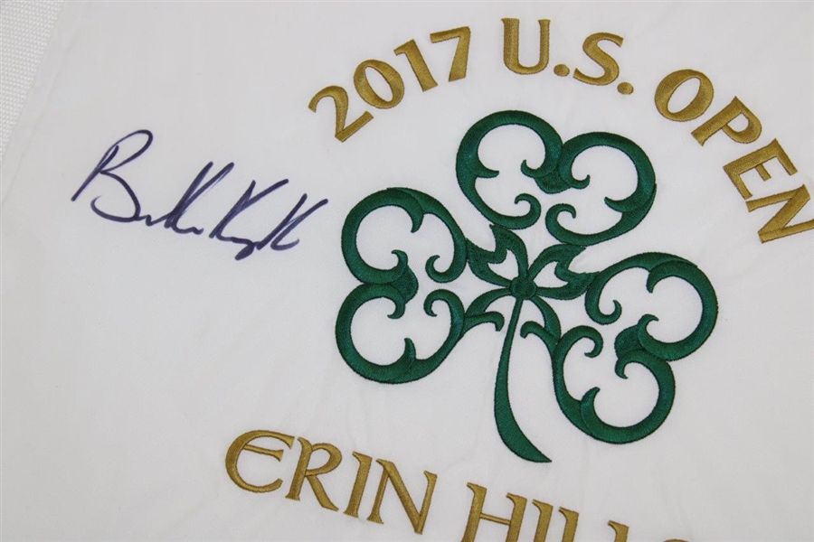 Brooks Koepka Signed 2017 US Open at Erin Hills Embroidered Flag JSA ALOA