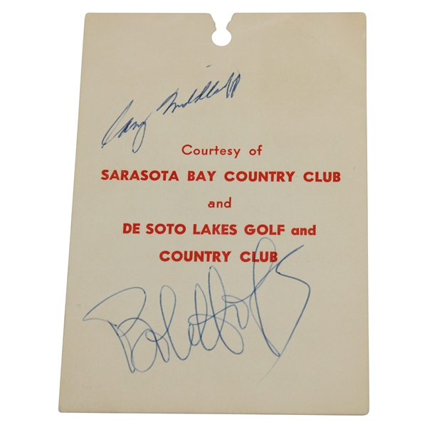 Cary Middlecoff & Bob Hope Signed Sarasota Bay & De Soto Lakes Match Ticket JSA ALOA