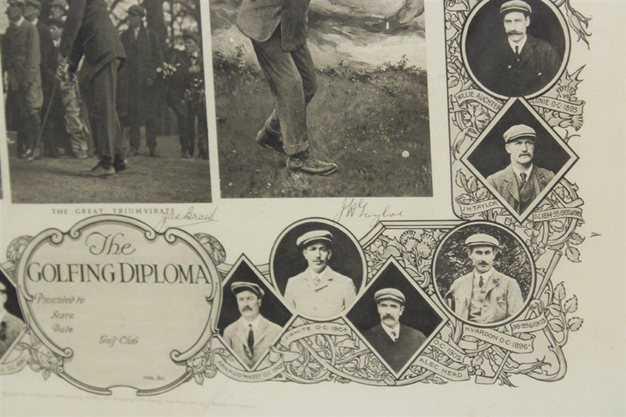 1910 The Great Triumvirate 'The Golfing Diploma' Jubilee of the Golfing Championship - Vardon, Taylor & Braid