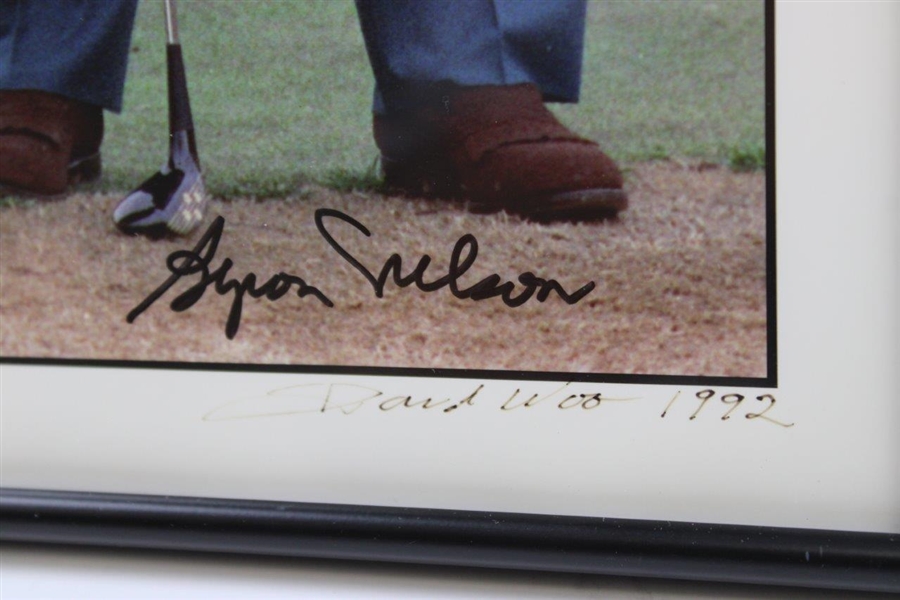 Byron Nelson Signed Oversize David Woo Original Photo with Ben Hogan - Framed JSA ALOA