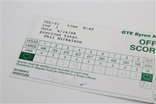 Phil Mickelson Signed Official 1998 GTE Byron Nelson Classic Scorecard JSA ALOA