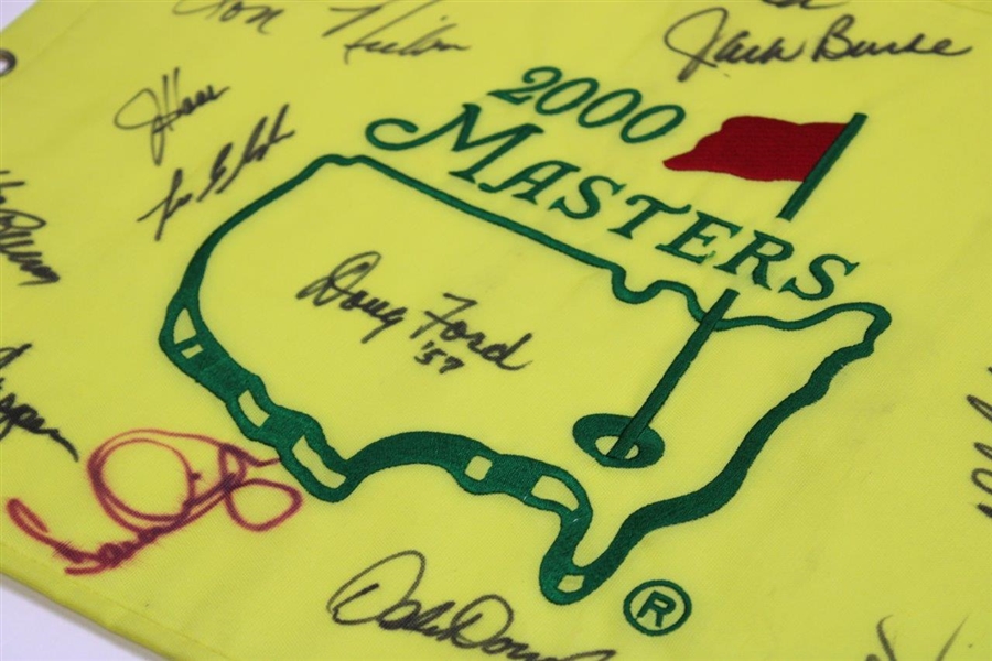 Multi-Signed 2000 Masters Flag with Doug Ford Center - 17 Autos w/7 Masters Champs JSA ALOA