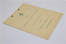 1974 Masters Tournament Official 'Releases to the Press, Radio & Television' Guide