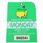 1995 Masters Tournament Monday Ticket #B02541 - Tiger Woods Masters Debut
