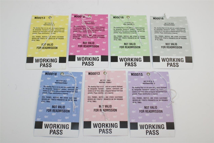 2005 Masters Tournament Complete Set of Working Pass Tickets - Monday-Sunday - Tiger Win