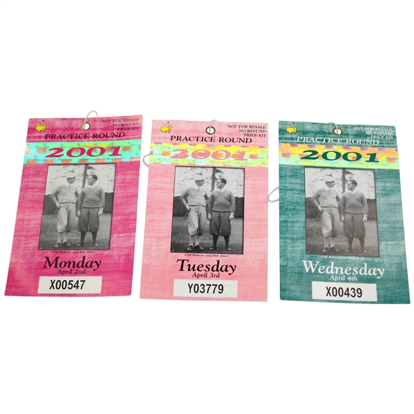 2001 Masters Tournament Monday, Tuesday & Wednesday Tickets - Tiger Woods Winner
