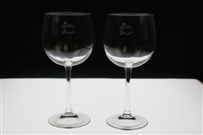 Pair of Classic Masters Tournament Logo Red Wine Stem Glasses