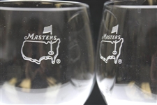Pair of Classic Masters Tournament Logo Red Wine Stem Glasses