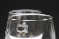 Pair of Classic Masters Tournament Logo Red Wine Stem Glasses
