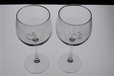 Pair of Classic Masters Tournament Logo Red Wine Stem Glasses