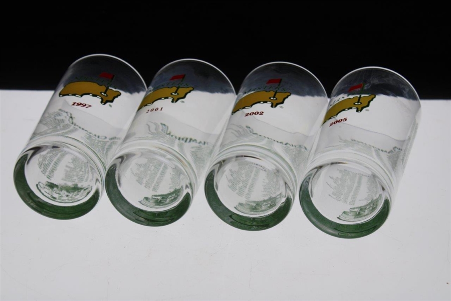 1997, 2001, 2002 & 2005 Masters Tournament Commemorative Glasses