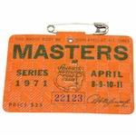 1971 Masters Tournament SERIES Badge #22123 - Charles Coody Winner