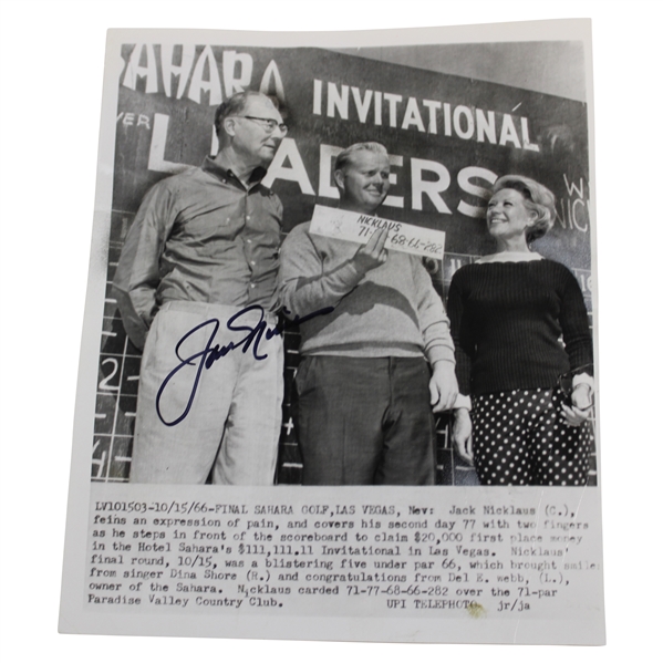 Jack Nicklaus Signed 1966 Sahara Invitational Photo JSA ALOA