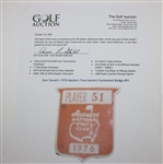 Sam Snead's 1976 Masters Tournament Contestant Badge #51