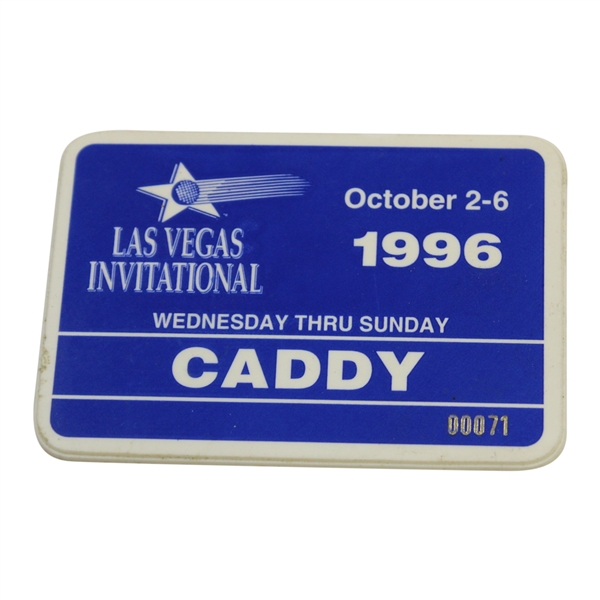 1996 Las Vegas Invitational Caddy Series Badge #00071 - Tiger Woods' First Pro Victory