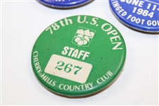 1978, 1984 & 1986 US Open Official Caddie Badges - Linn Strickler Collection