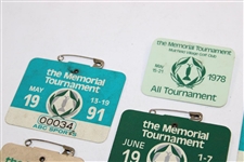 1978, 1985, 1987, 1988, 1991(x2) & 1992 The Memorial Tournament Official Badges - Linn Strickler Collection