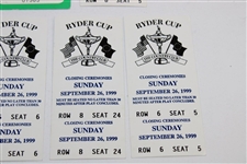 1999 Ryder Cup Opening/Closing Ceremonies Tickets w/1995 Ryder Cup Ticket - Linn Strickler Collection