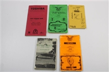 Five (5) Misc Official Yardage Books - Pebble, Riviera, & others - Linn Strickler Collection