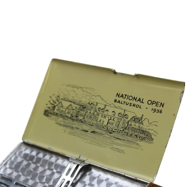 1936 US Open at Baltusrol Players Gift Cigarette Case and Lighter In One-Depiction of Clubhouse