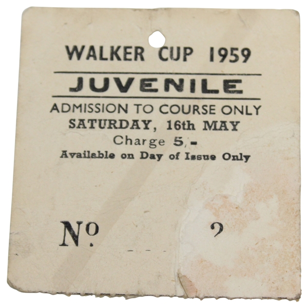 1959 Walker Cup at Muirfield Juvenile Final Round Saturday Ticket - Jack Nicklaus’ 1st Walker Cup
