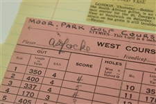 Bobby Locke Used Scorecard at Moor Park from Locke's Personal Scrapbook 