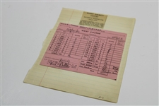 Bobby Locke Used Scorecard at Moor Park from Locke's Personal Scrapbook 