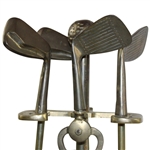 Vintage Golf Themed Club Fireplace Poker Stick Set with Brush in Stand