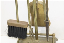 Vintage Golf Themed Club Fireplace Poker Stick Set with Brush in Stand