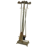 Vintage Golf Themed Club Fireplace Poker Stick Set with Brush in Stand