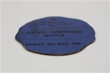Walter Hagen Signed 1929 Moor Park Golf Club Member Exhibition Badge JSA ALOA