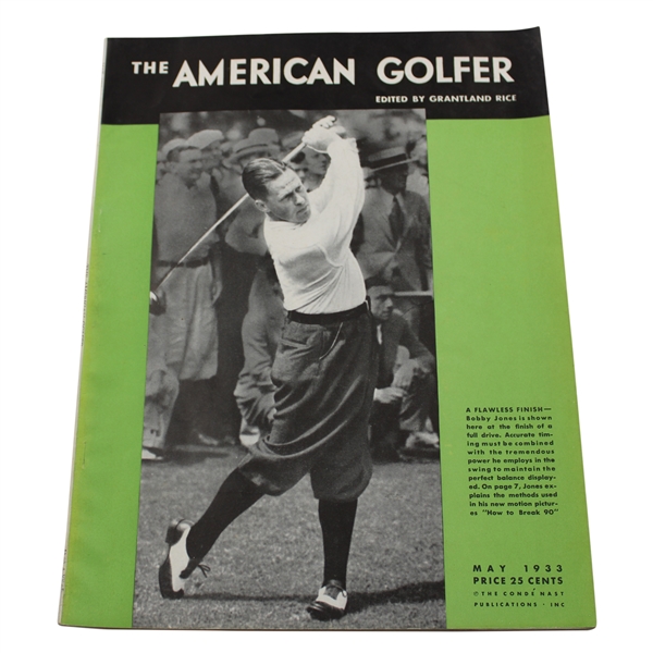 1933 The AmericanGolfer Magazine with Bobby Jones Cover & Swing Sequence - May