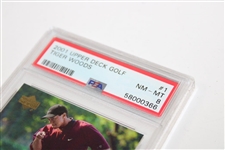 Tiger Woods Upper Deck Golf Card #1 NM-MT 8 - PSA#58000366