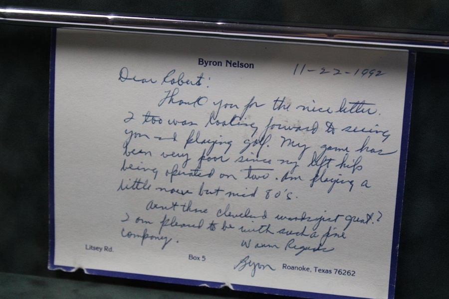 Byron Nelson Personally Gifted Set of Woods to Actor Robert Wagner with Mutual Notes
