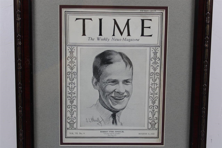 Vintage Bobby Jones Signed Cut with 1925 TIME Magazine Display - Framed JSA ALOA