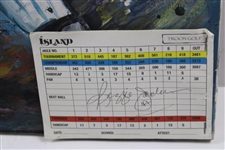 Reggie Jackson Signed Scorecard with Original Oil on Canvas Painting JSA ALOA