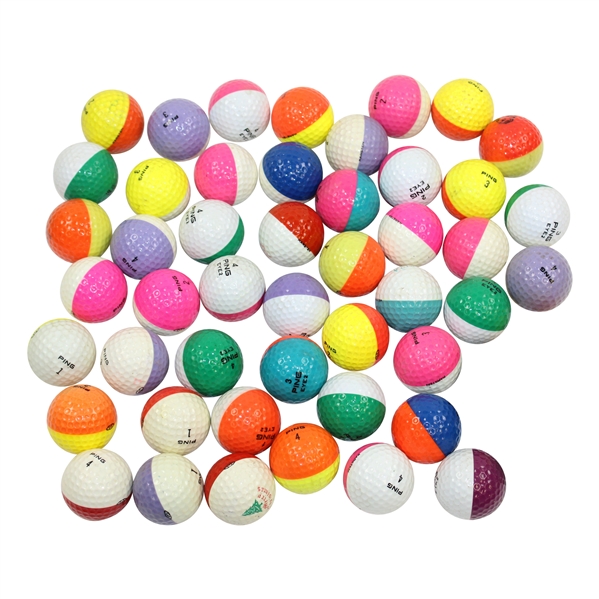 Fifty (50) PING Two-Tone Colored Golf Balls - Eye 2, Chritsmas, Karsten & other