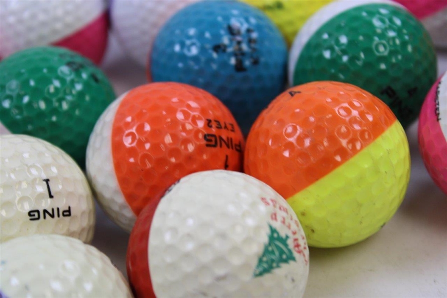 Fifty (50) PING Two-Tone Colored Golf Balls - Eye 2, Chritsmas, Karsten & other