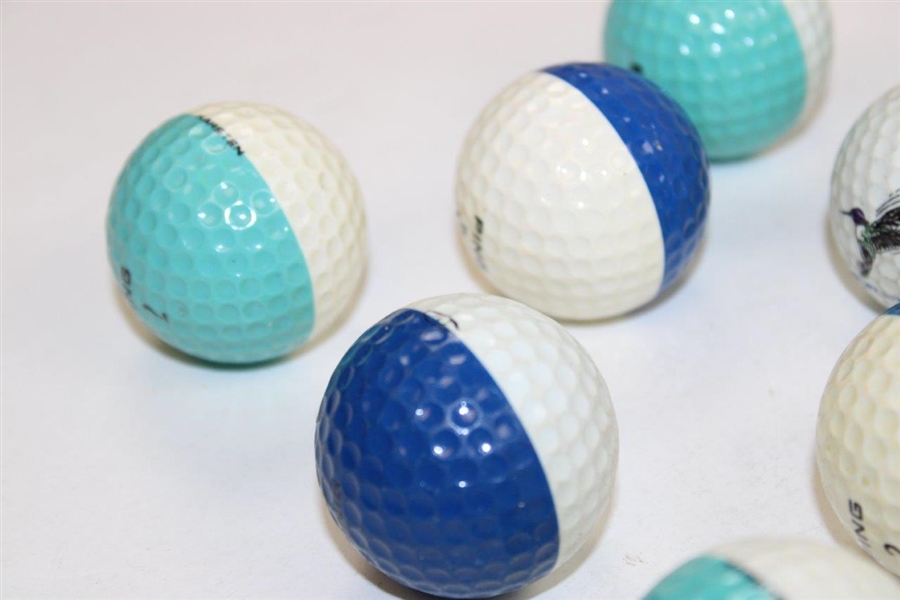 Ten (10) PING Two-Tone Colored Golf Balls - Blue/White/Lt Blue