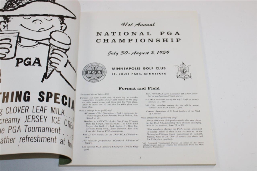 1959 PGA Championship at Minneapolis GC Program Signed by Winner Bob Rosberg JSA ALOA
