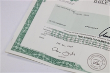 Arnold Palmer Signed 1997 The Arnold Palmer Golf Company AP0548 Stock Certificate JSA ALOA