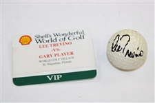 Lee Trevino vs Gary Player 1998 Shell's WoG Match Bib, Badge, Yardage Book, Signed Ball & Videos from Caddy Ralph Hackett
